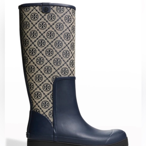 Tory Burch Monogram Tall Rain Boot - Picture 2 of 5